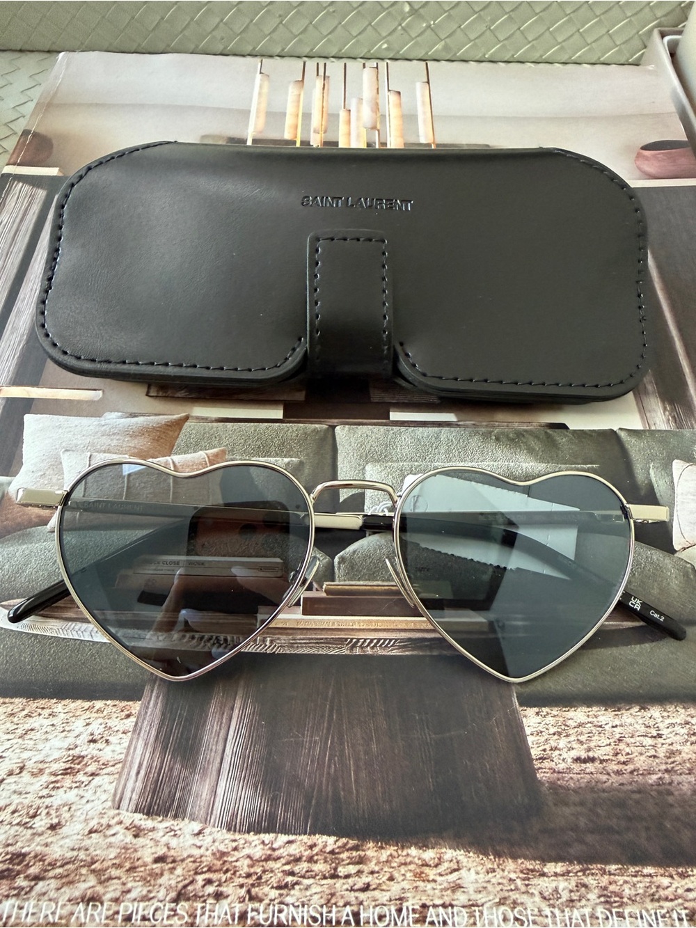 Saint Laurent Loulou 52mm Heart Shaped Hearts Silver Gray Mirrored Sunglasses